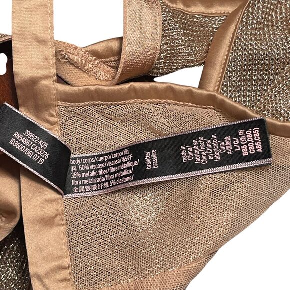 Victoria's Secret LUXE Unlined Triangle Metallic Gold Mesh Bralette Sheer 34-36 - Picture 6 of 7